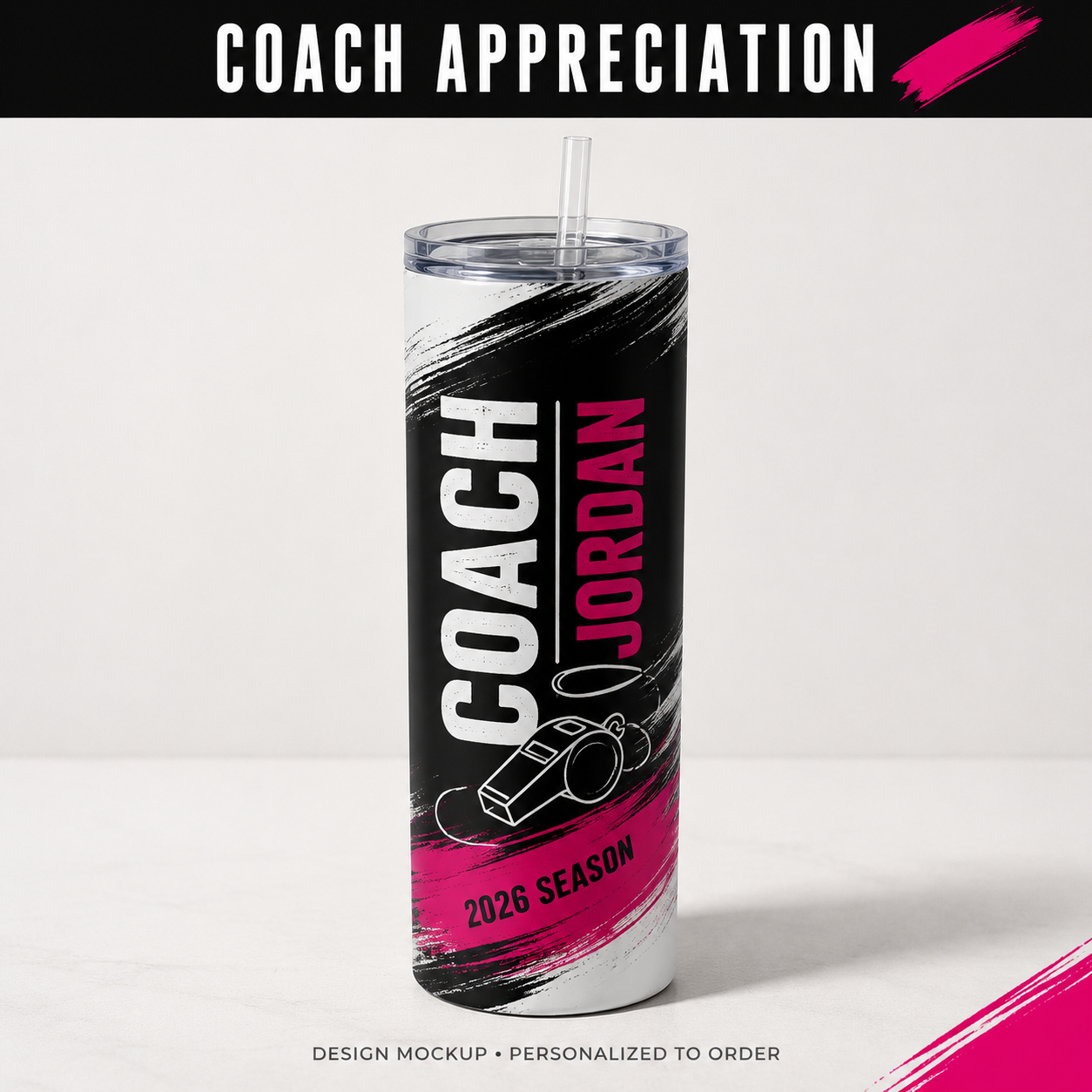 COACH APPRECIATION — illustrative personalized design mockup
