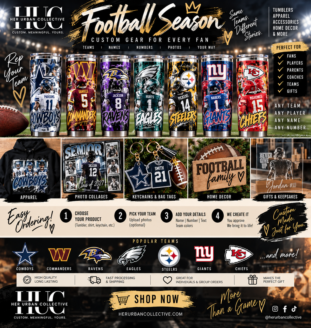 Her Urban Collective Football Season custom fan gear