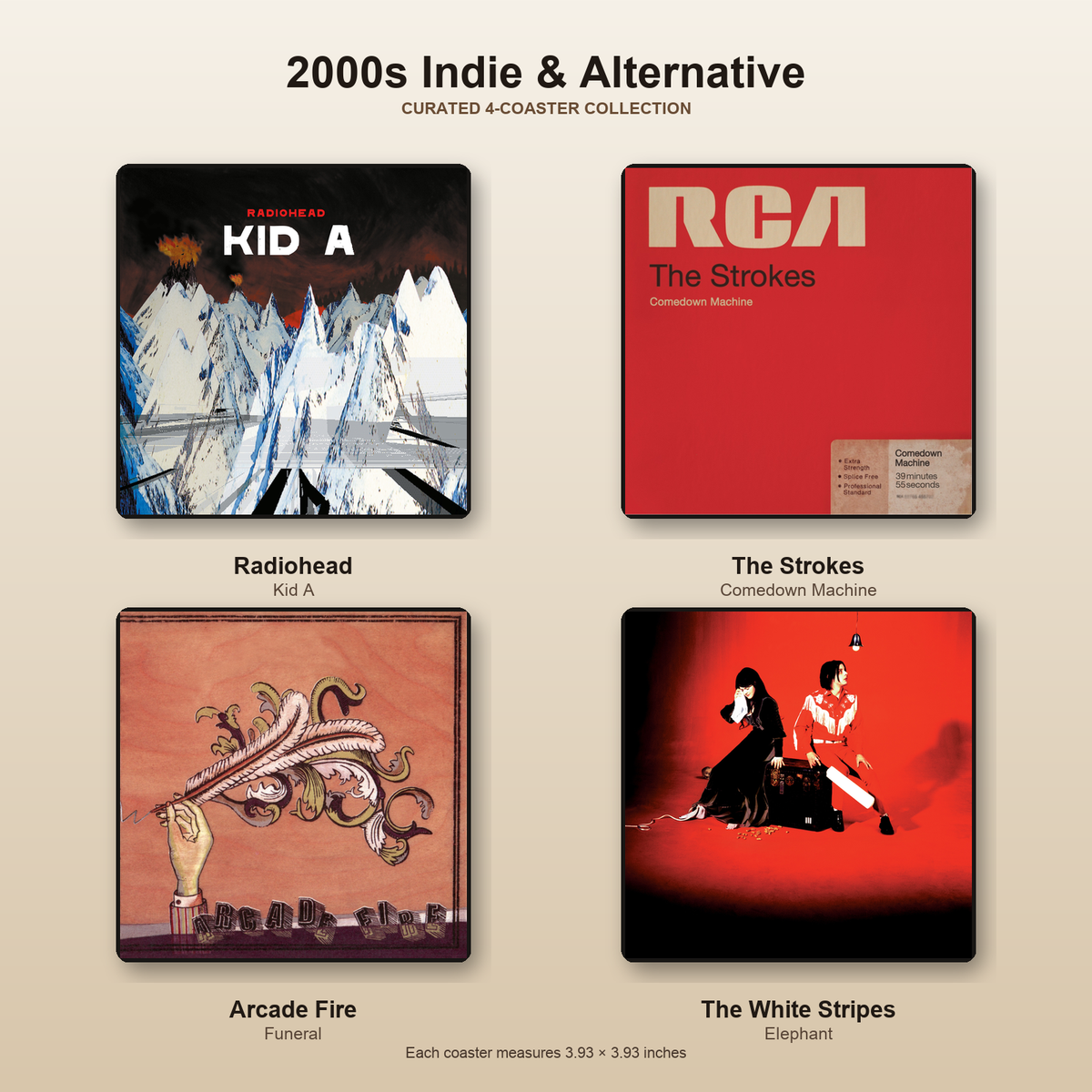 2000s Indie and Alternative four-coaster collection sheet