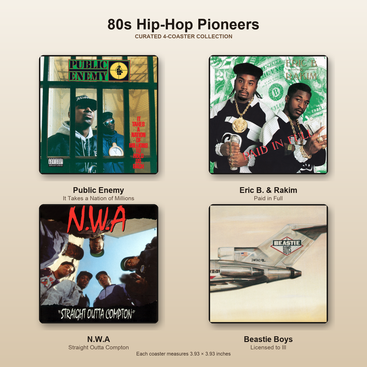 80s Hip-Hop Pioneers four-coaster collection sheet