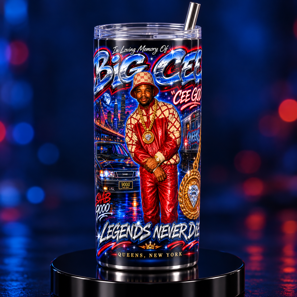 Custom AI graffiti portrait tumbler mockup