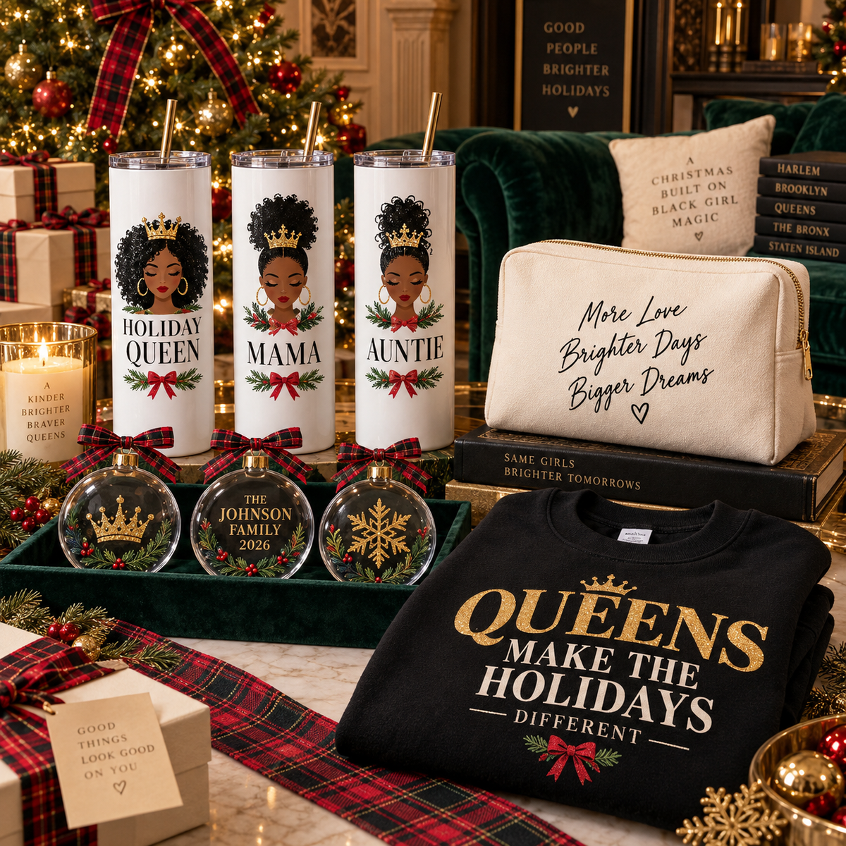 Personalized family name Christmas ornament concept mockup