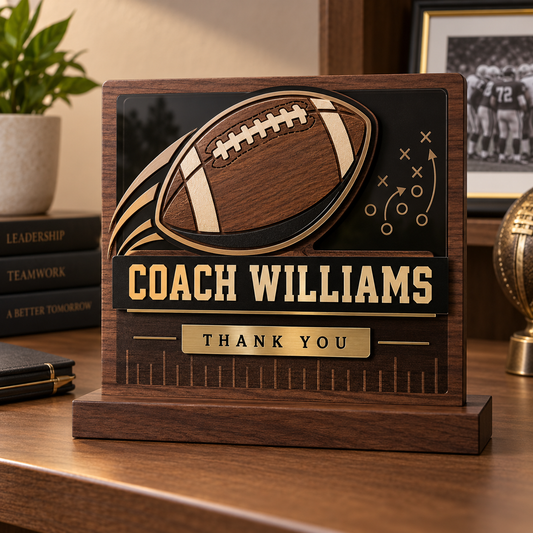 Personalized engraved football coach appreciation plaque