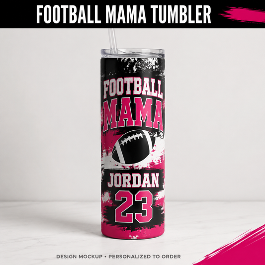 FOOTBALL MAMA TUMBLER — illustrative personalized design mockup