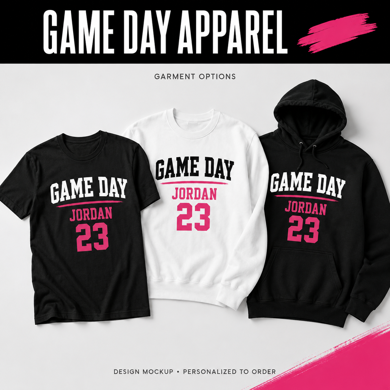 GAME DAY APPAREL — illustrative personalized design mockup