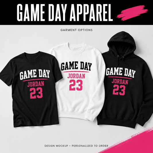 GAME DAY APPAREL — illustrative personalized design mockup
