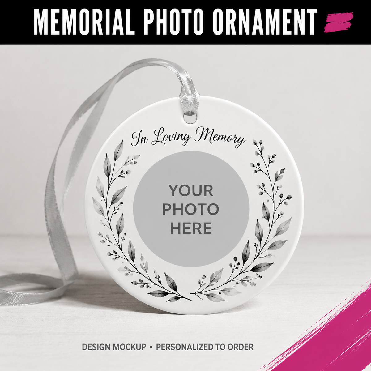 MEMORIAL PHOTO ORNAMENT — illustrative personalized design mockup