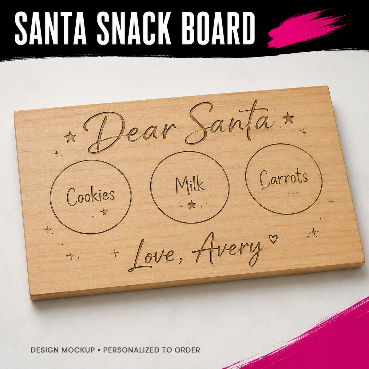 SANTA SNACK BOARD — illustrative personalized design mockup