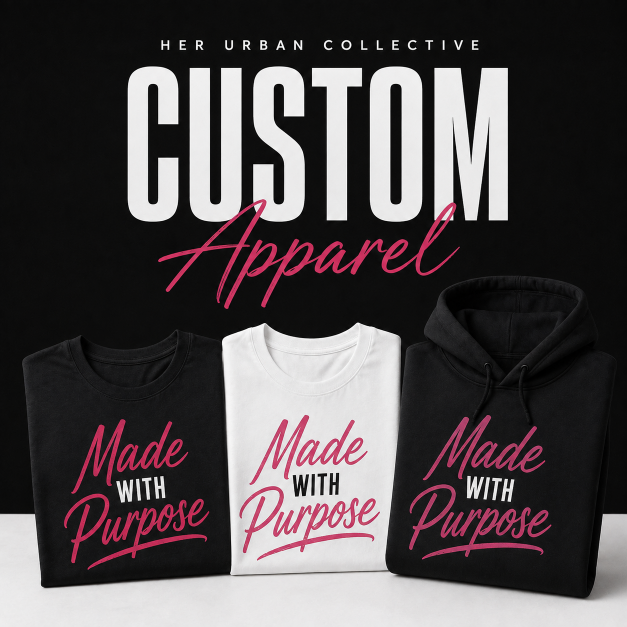 custom apparel — illustrative product mockups