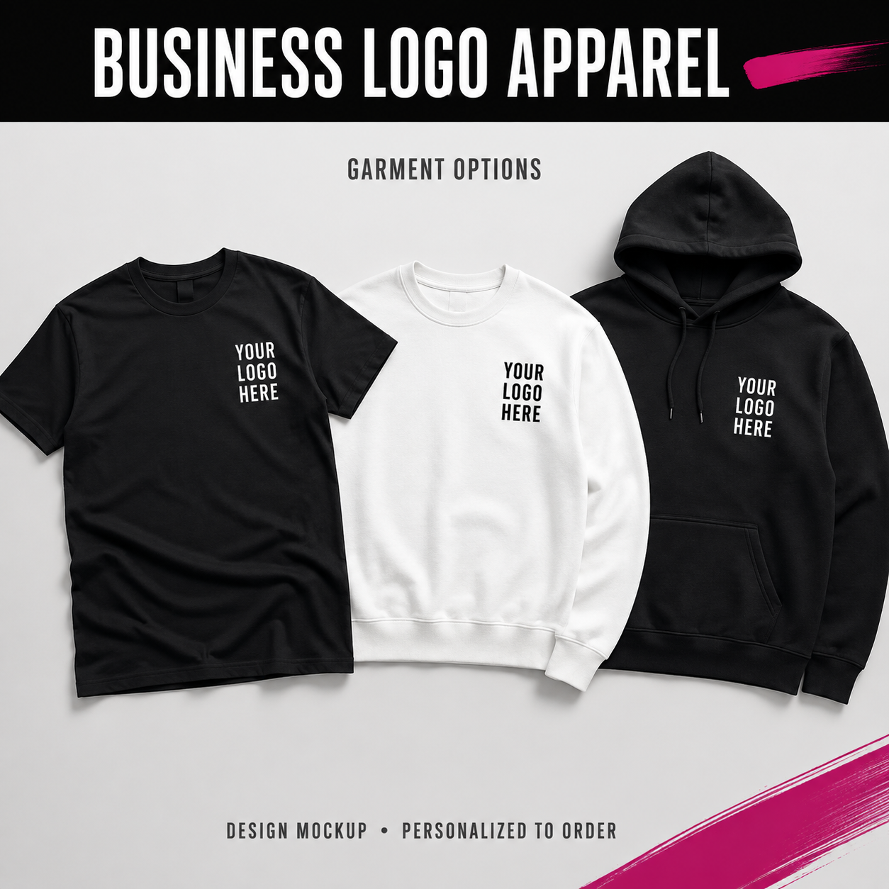 BUSINESS LOGO APPAREL — illustrative personalized design mockup