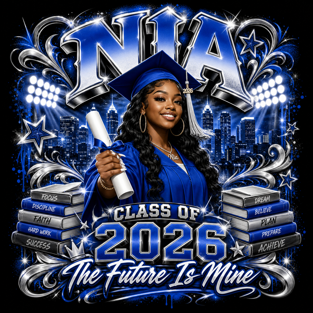 Original custom graduation graffiti portrait example