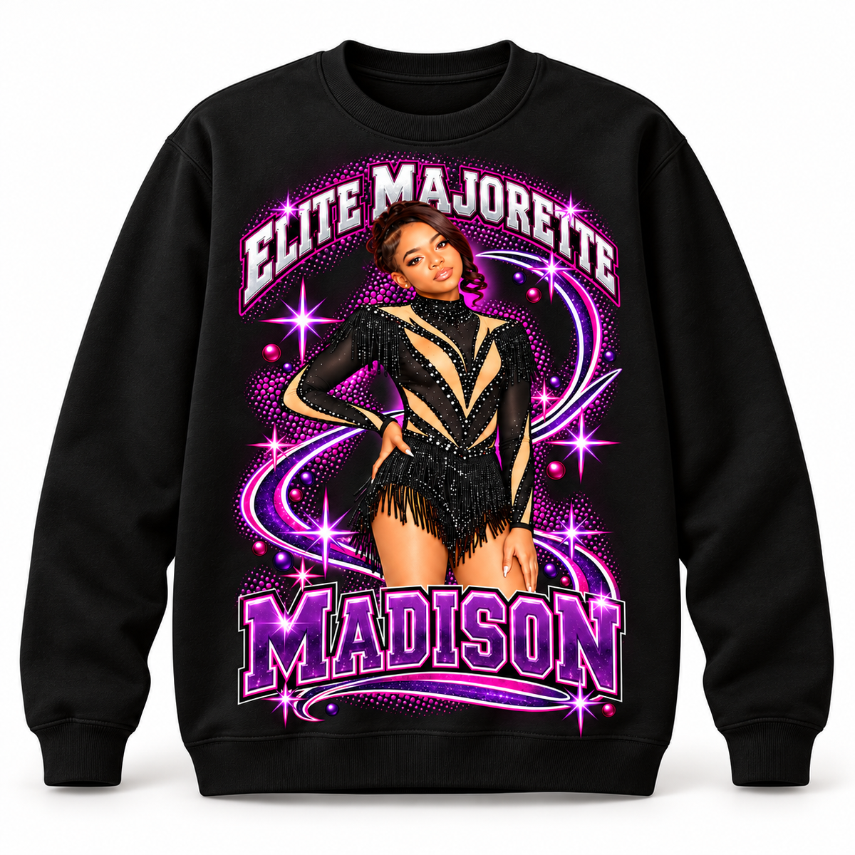 Youth custom photo spiritwear sample - black crewneck