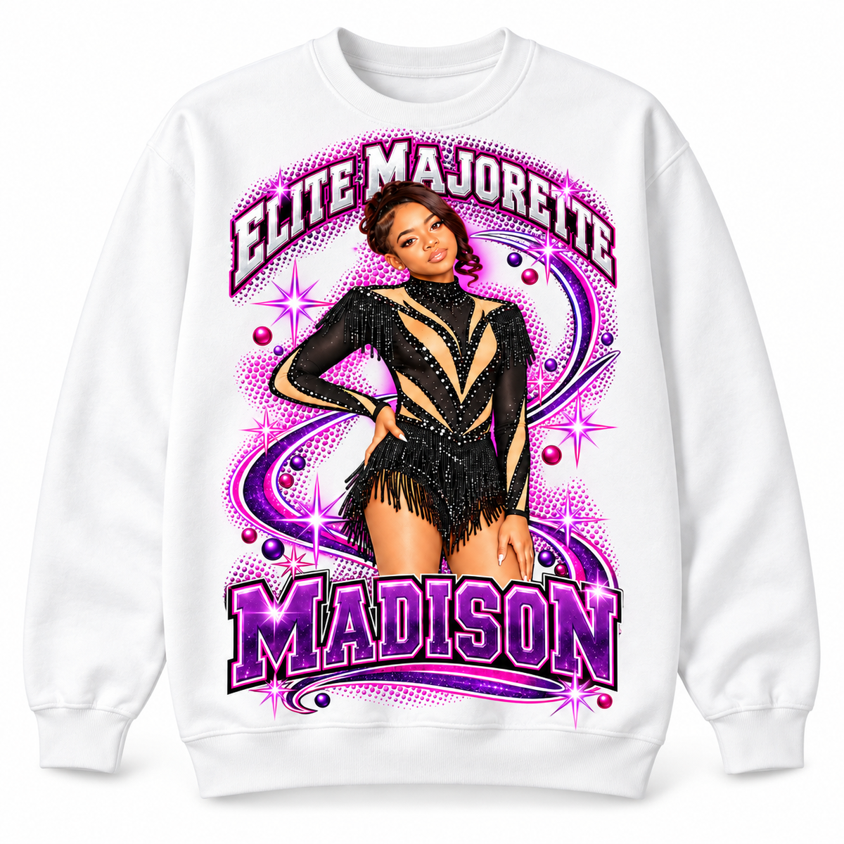 Crewneck / White — Madison sample custom photo design