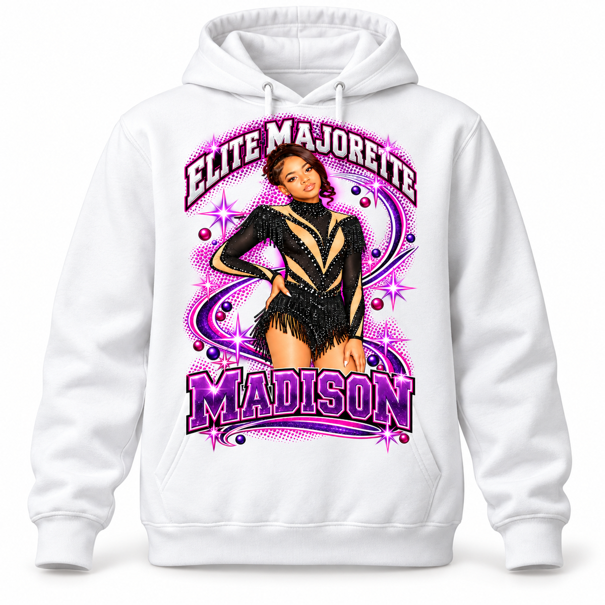 Hoodie / White — Madison sample custom photo design