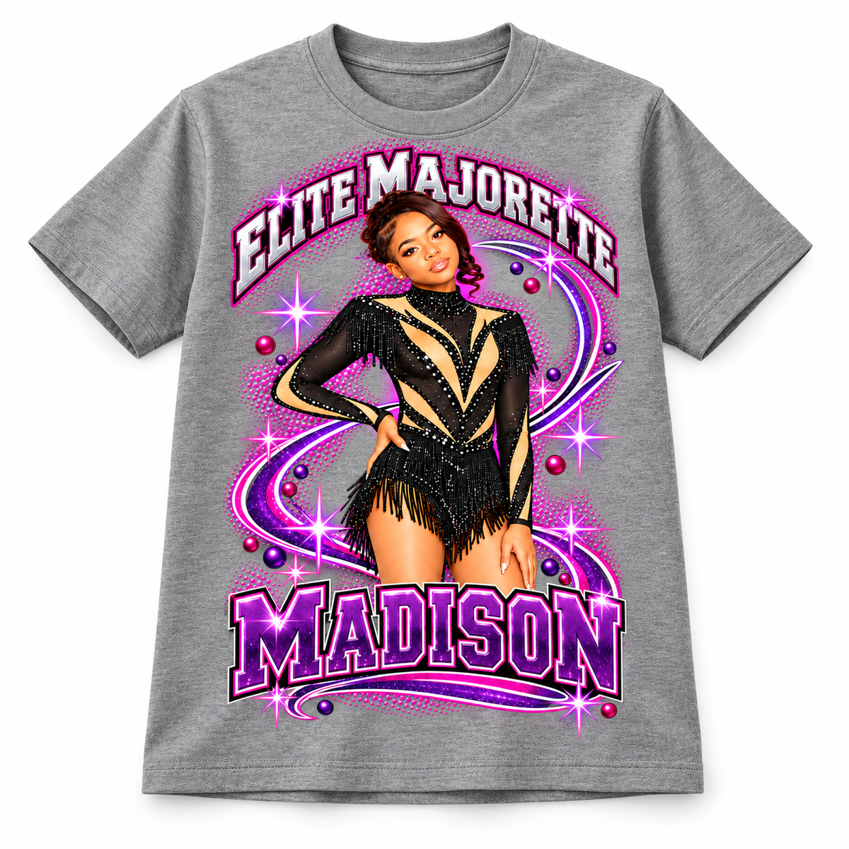 Youth custom photo spiritwear sample - grey T-shirt
