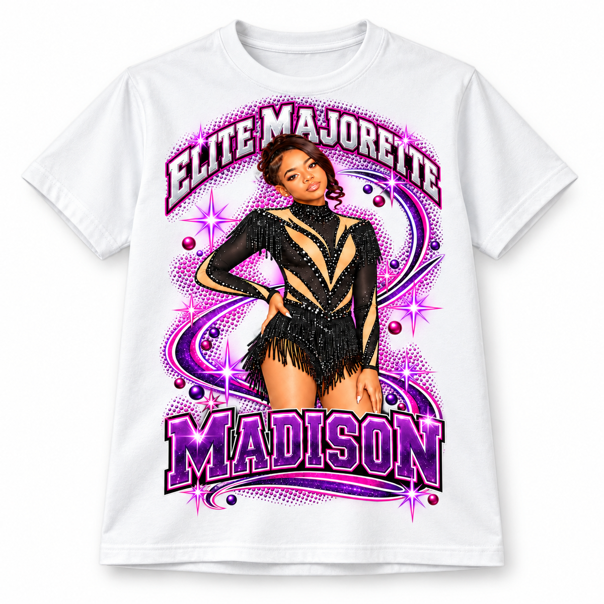 Youth custom photo spiritwear sample - white T-shirt