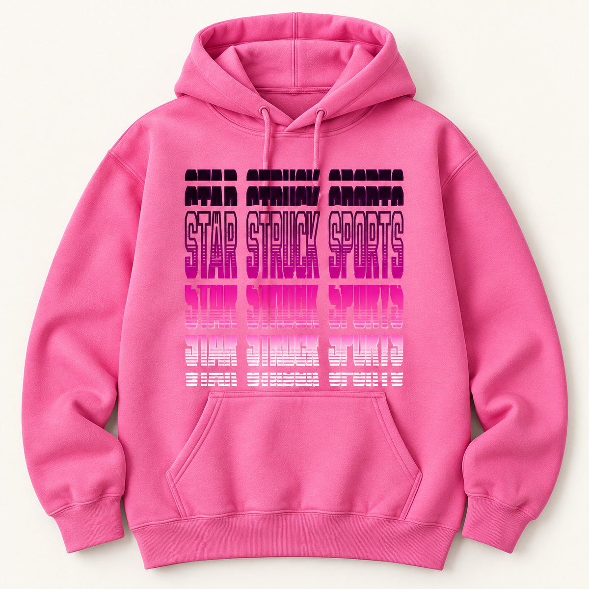 #03 Star Struck | Dark / Pink / White on a pink pullover hoodie