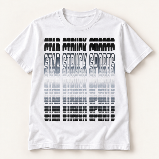 #04 Star Struck | Black / White Fade on a white short sleeve T-shirt