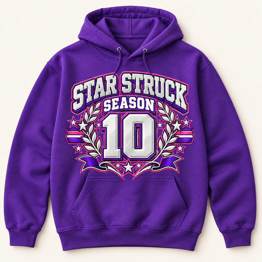 #11 Star Struck | Season 10 Collegiate - Pink Purple on a purple pullover hoodie