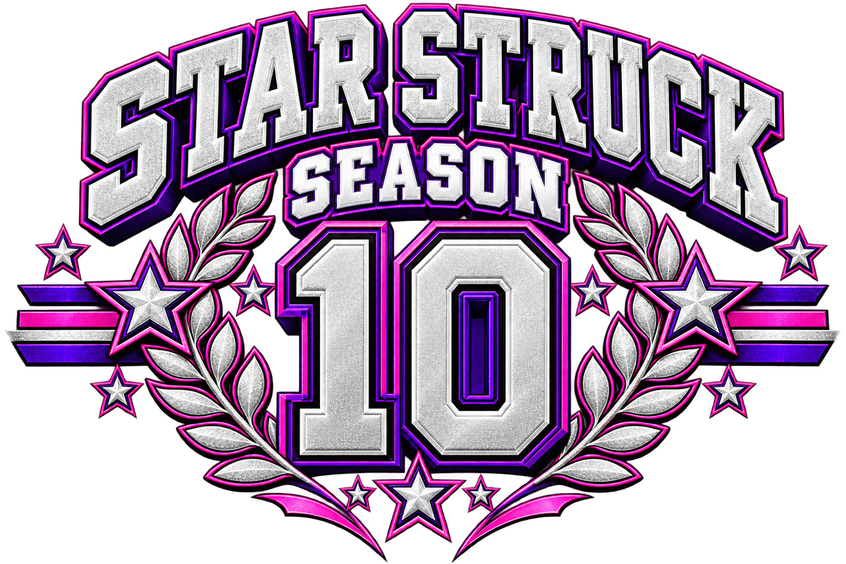 Season 10 Collegiate - Pink Purple, SEASON above 10; approved artwork reference, printed metallic effect