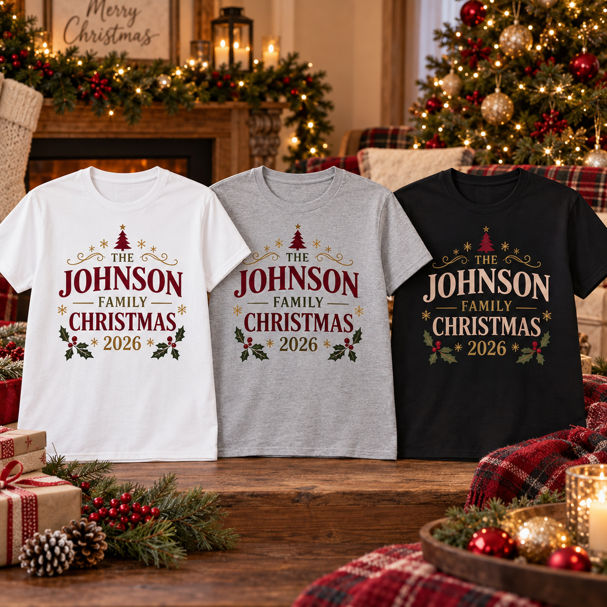 Personalized family Christmas shirt mockup