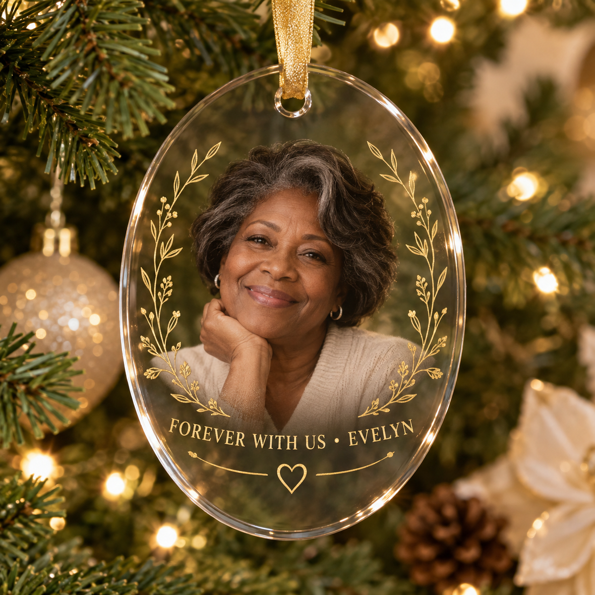 Personalized memorial Christmas ornament mockup